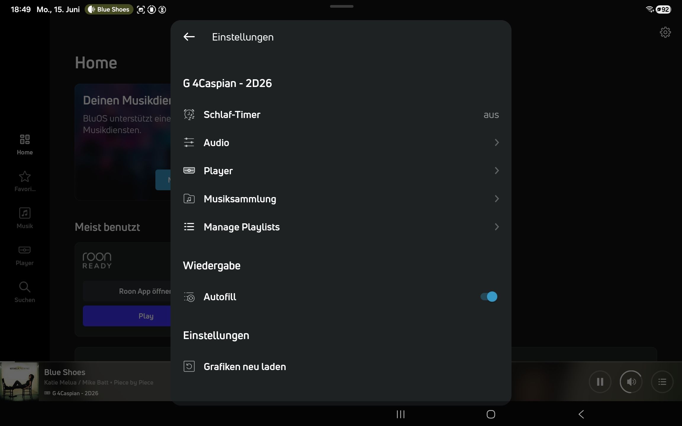 Caspian 4 G Streaming Einstelllungen
